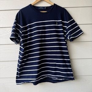 Polo Ralph Lauren Striped T-Shirt | Men’s XL | Navy Blue & White | Classic Crewn